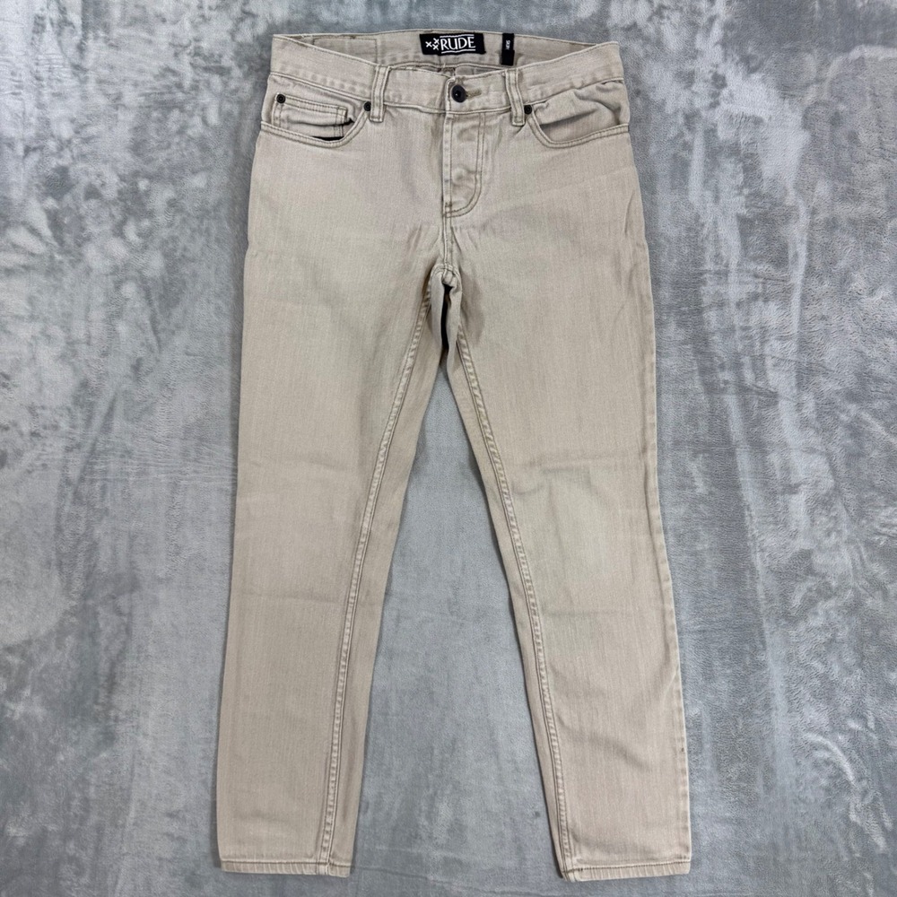 XXX RUDE Skinny Jeans Mens Size 30x30 Gray Khaki Button Fly Pants